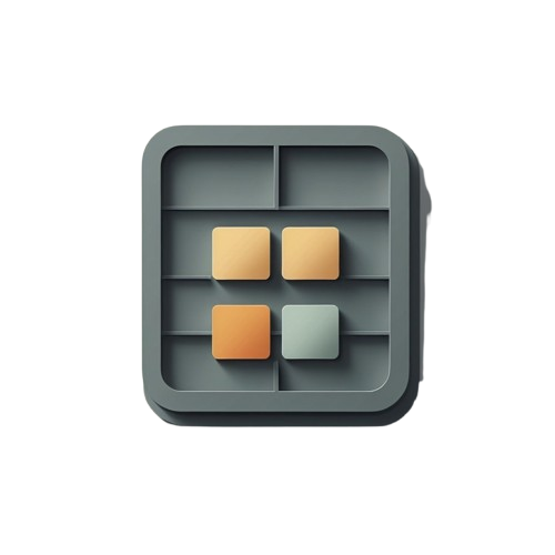 A dark gray silicone tray with a grid design, featuring four small square compartments containing orange and yellow blocks, isolated on a white background.